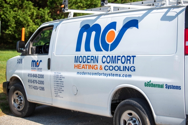 Photo of Modern Comfort service van used to provide fast & quality HVAC services