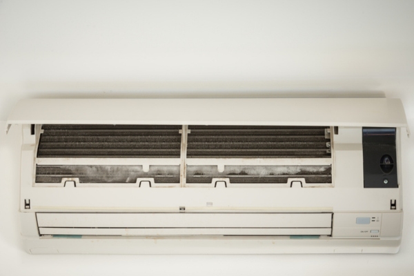 indoor ductless AC with ice due to frozen evaporator coil