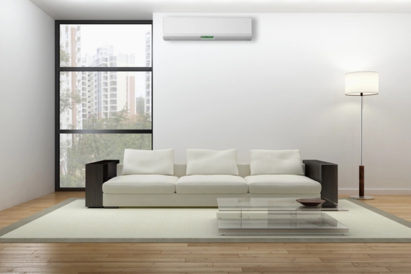 ductless indoor heating unit installed in the living room