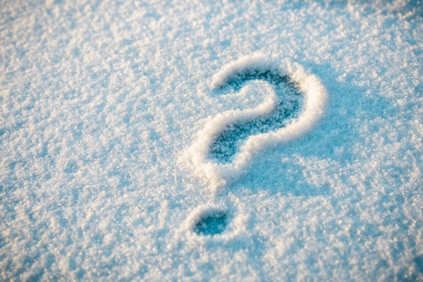 question mark drawn on snow depicting winter indoor air quality questions