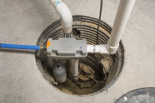 sump pump installed in a basement